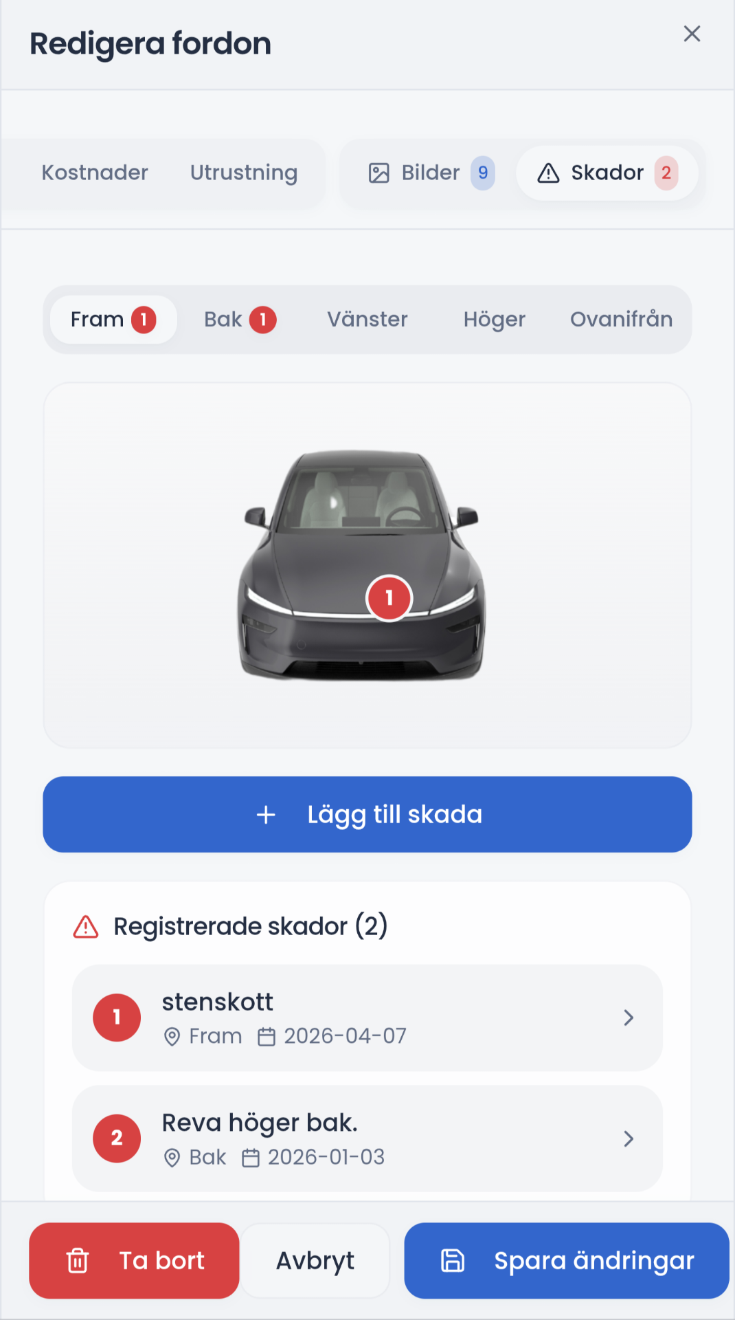 Skadekartering i Lagerbil