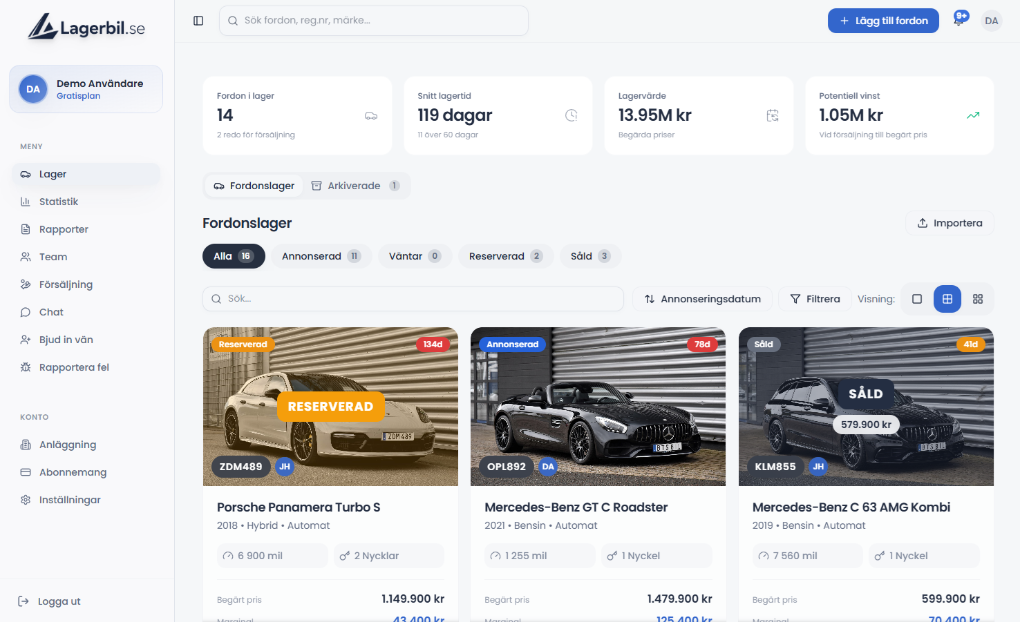Lagerbil dashboard